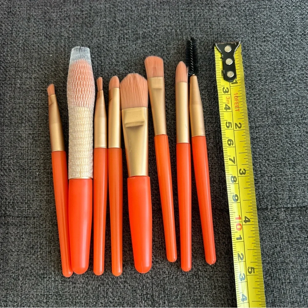 8-piece Travel Makeup Brush Set with Carry Case, Orange